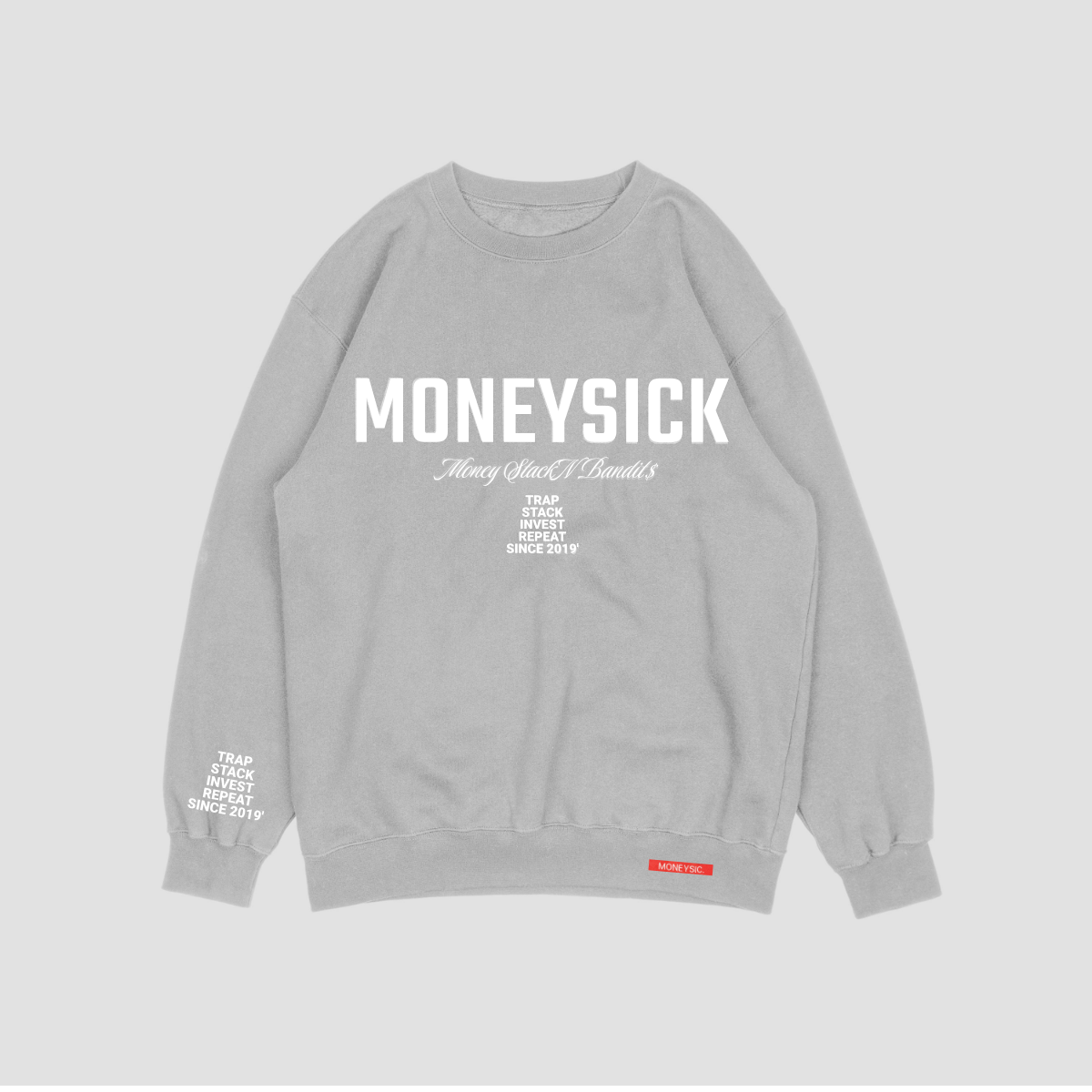 MONEYSCK Crewneck Grey - White