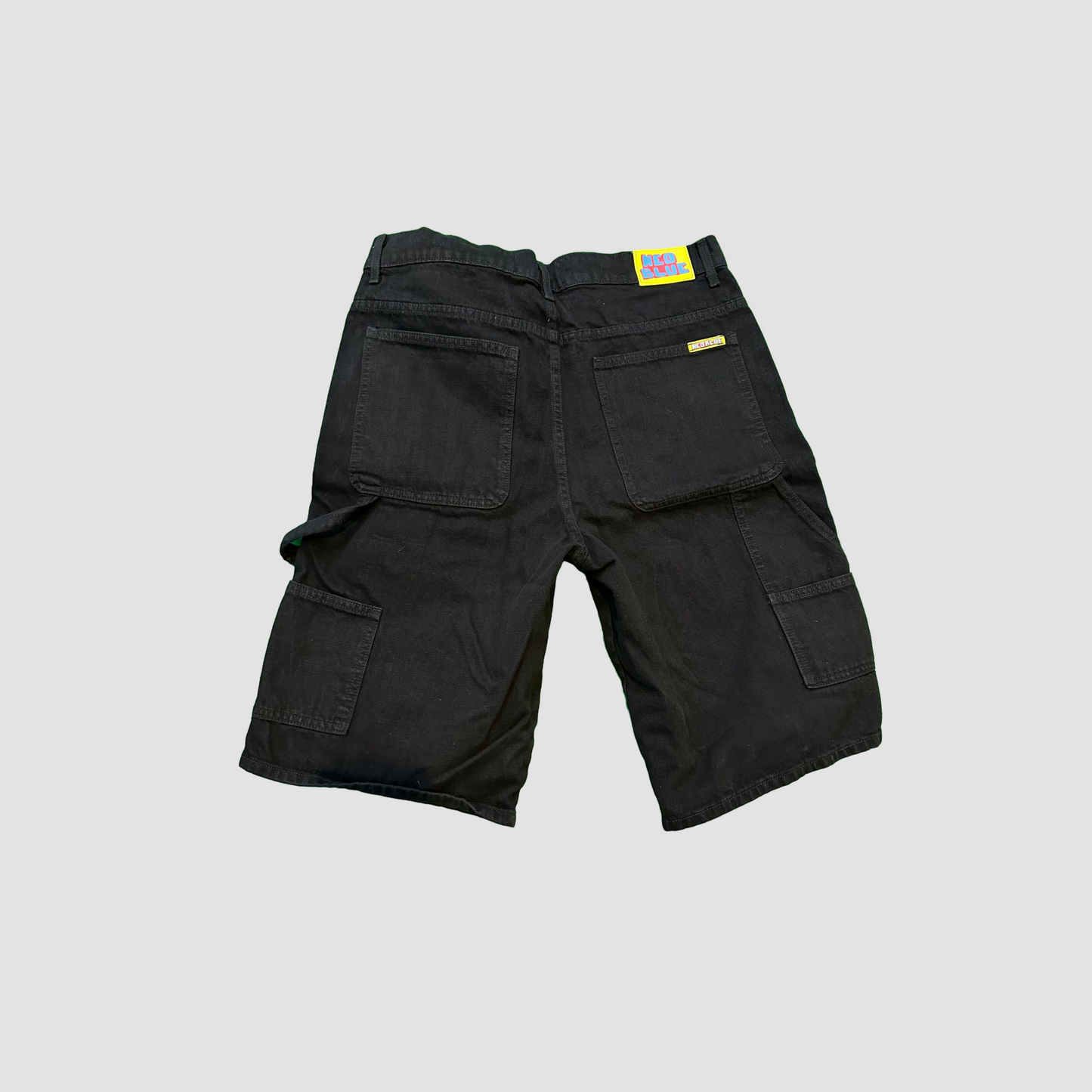 A1 MONEYSCK Denim Shorts Black /White Print
