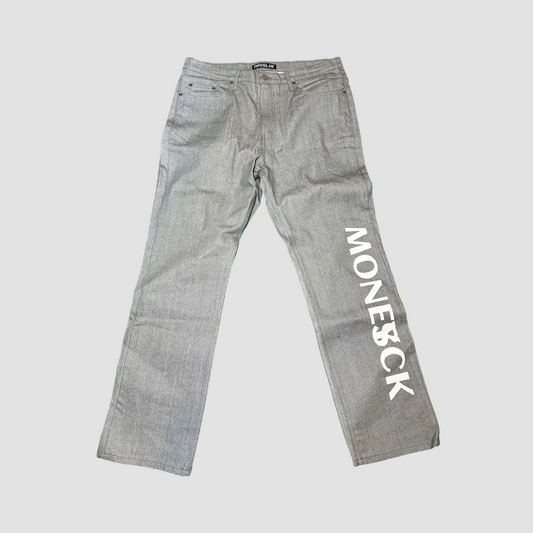 A1 MONEYSCK  Denim Jeans Grey /White Print