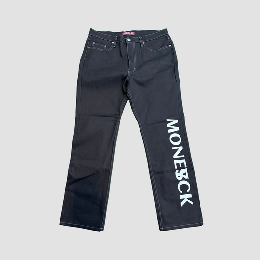 A1 MONEYSCK  Denim Jeans Black /White Print