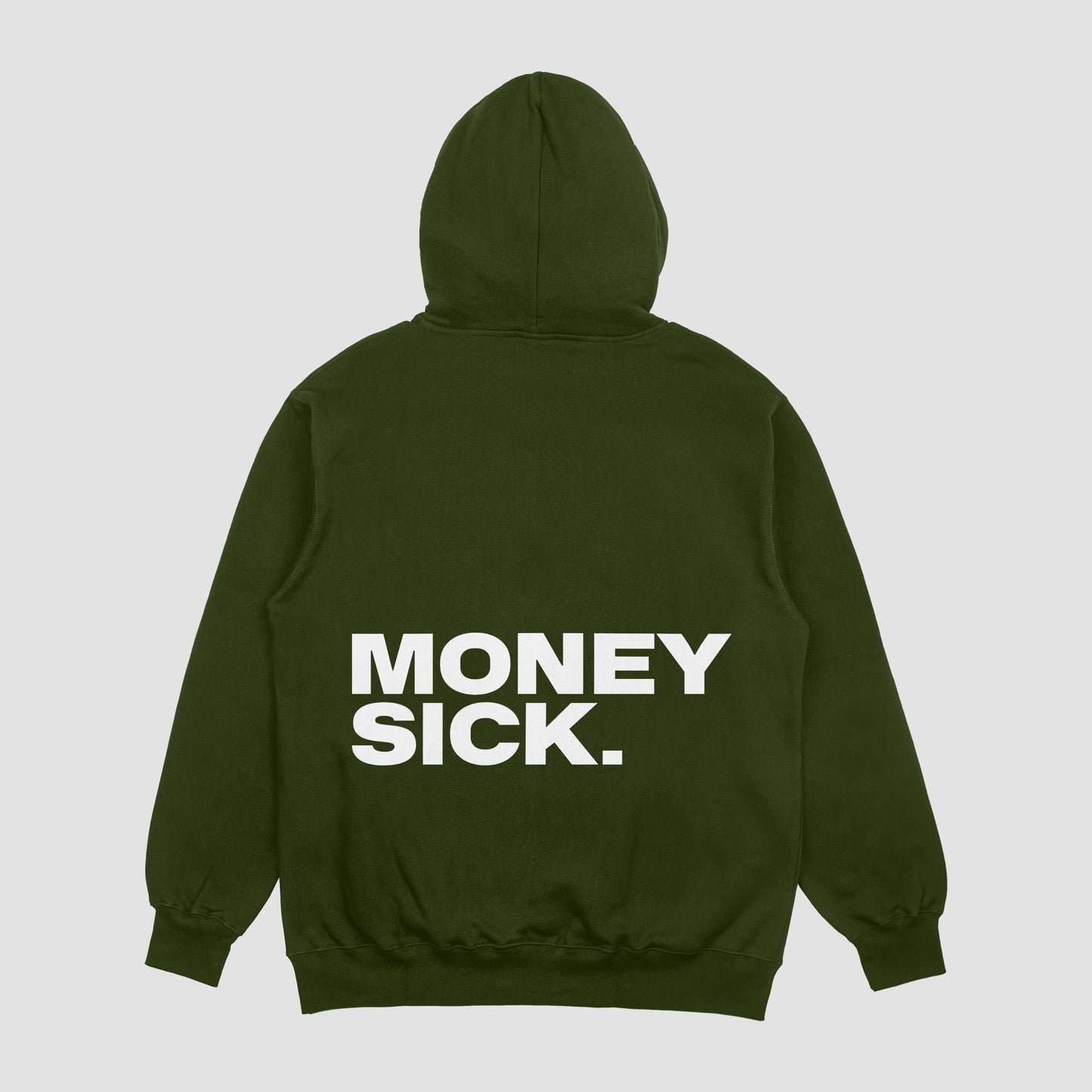 MONEYSCK Hoodie Olive Green - White