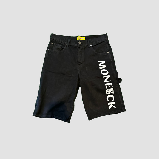 A1 MONEYSCK  Denim Shorts Black /White Print